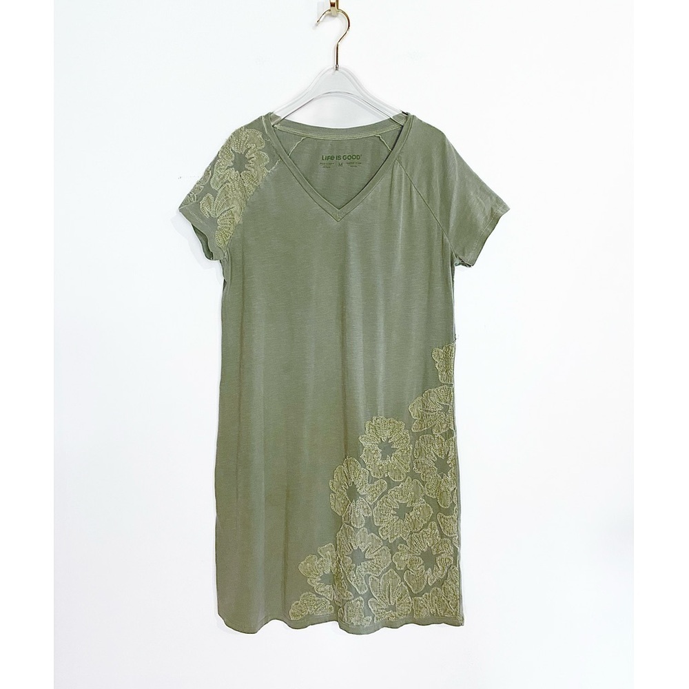 LIFE IS GOOD Embroidered T Shirt Dress Womens size M